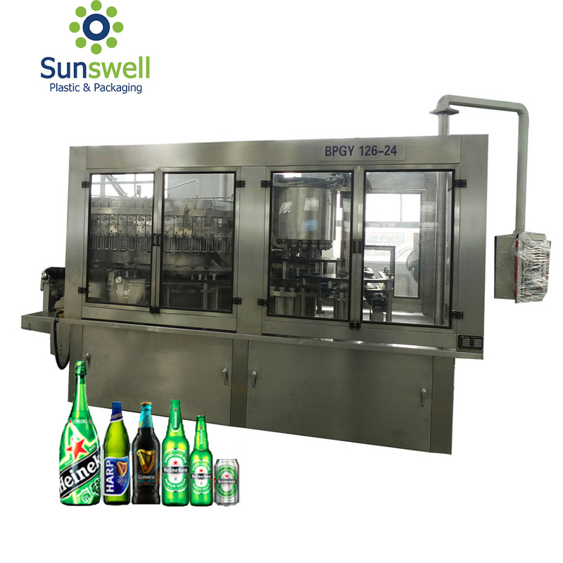 Fully Auto Glass Bottle Beer Filling Machine With Disinfecting Washing Filling Capping Monoblock