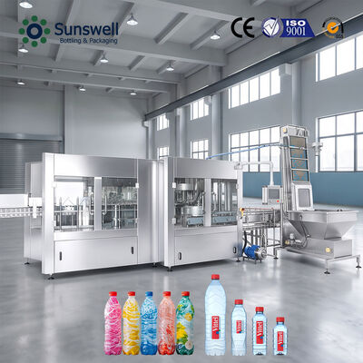 500 میلی لیتر بطری PET 24000BPH خط تولید بطری آب 3 در 1 ماشین پر کردن